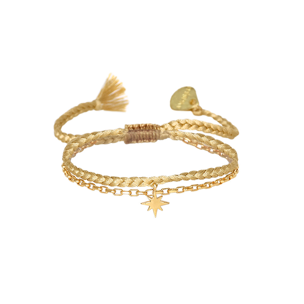 Pulsera trenzada y corazón o estrella
