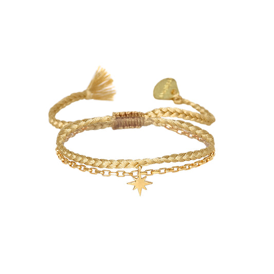 Pulsera trenzada y corazón o estrella
