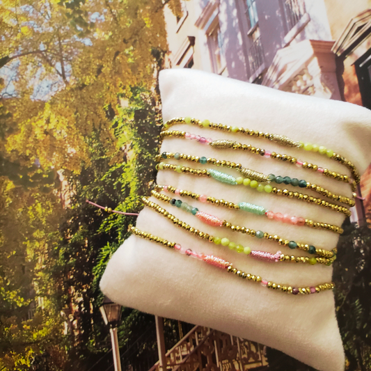 Pulsera hilo hematitas piedras naturales