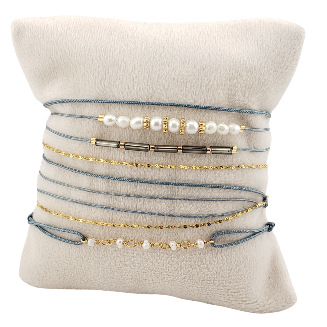 Pulsera set 2 vueltas y ajustable perlas barrocas