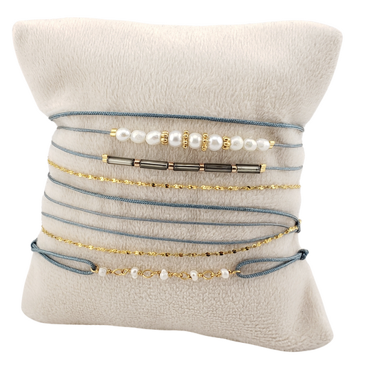 Pulsera set 2 vueltas y ajustable perlas barrocas