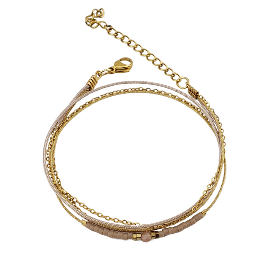 Pulsera 2 vueltas 2 hilos y cadena