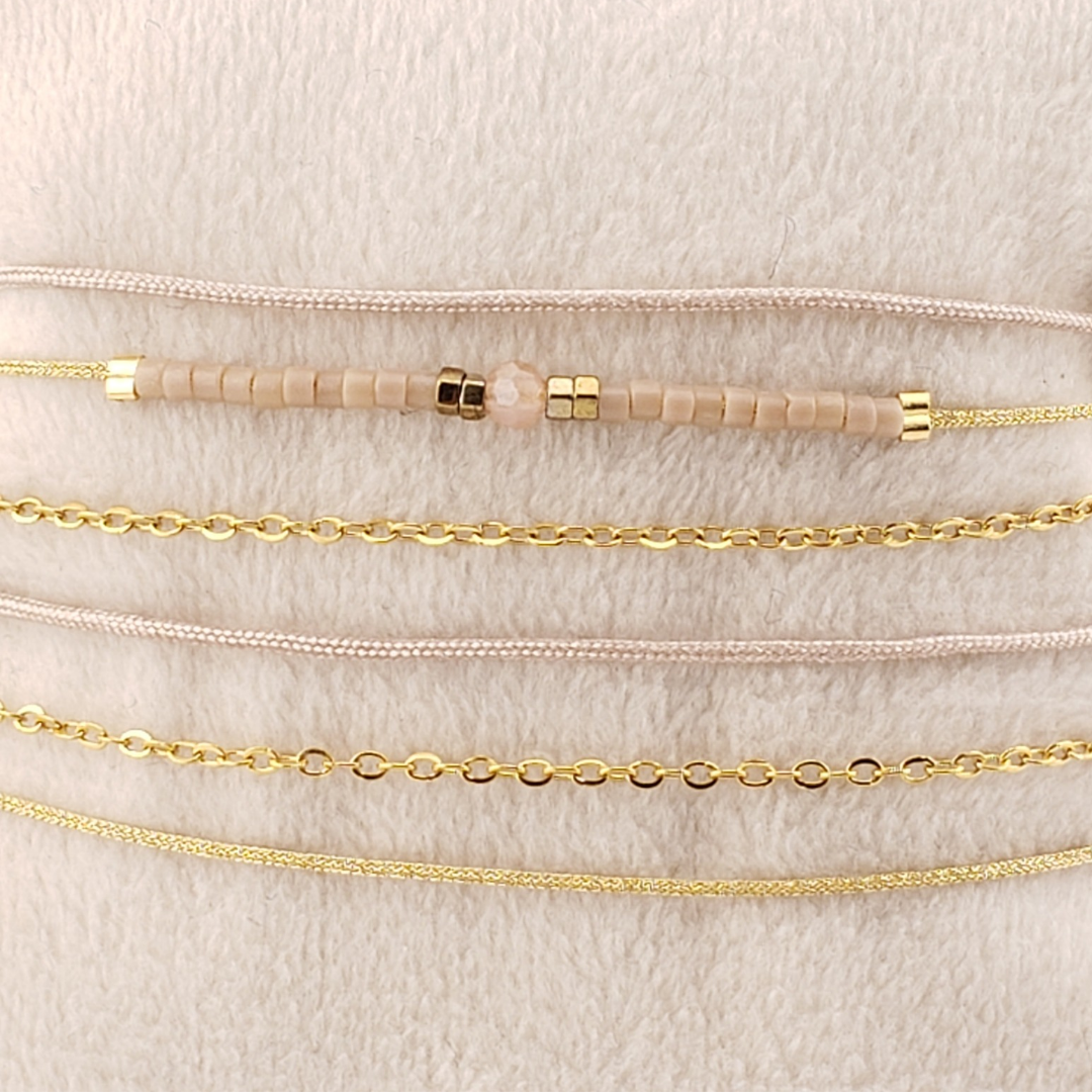 Pulsera 2 vueltas 2 hilos y cadena