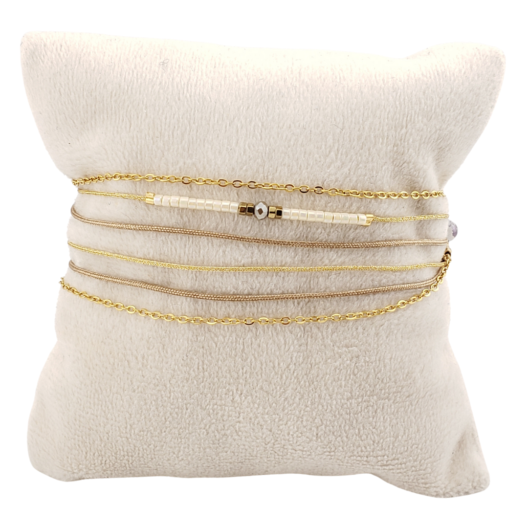 Pulsera 2 vueltas 2 hilos y cadena