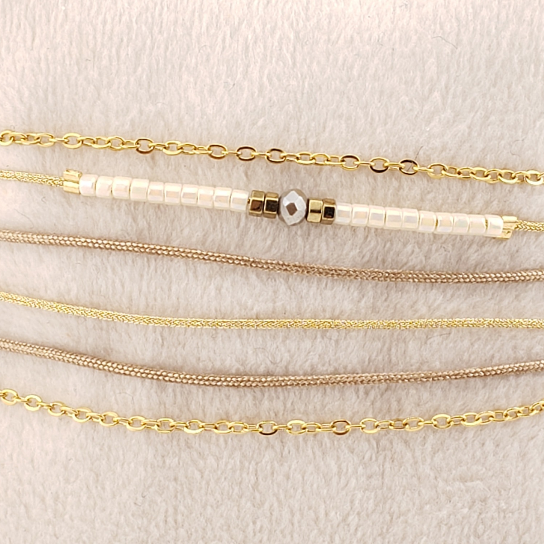 Pulsera 2 vueltas 2 hilos y cadena