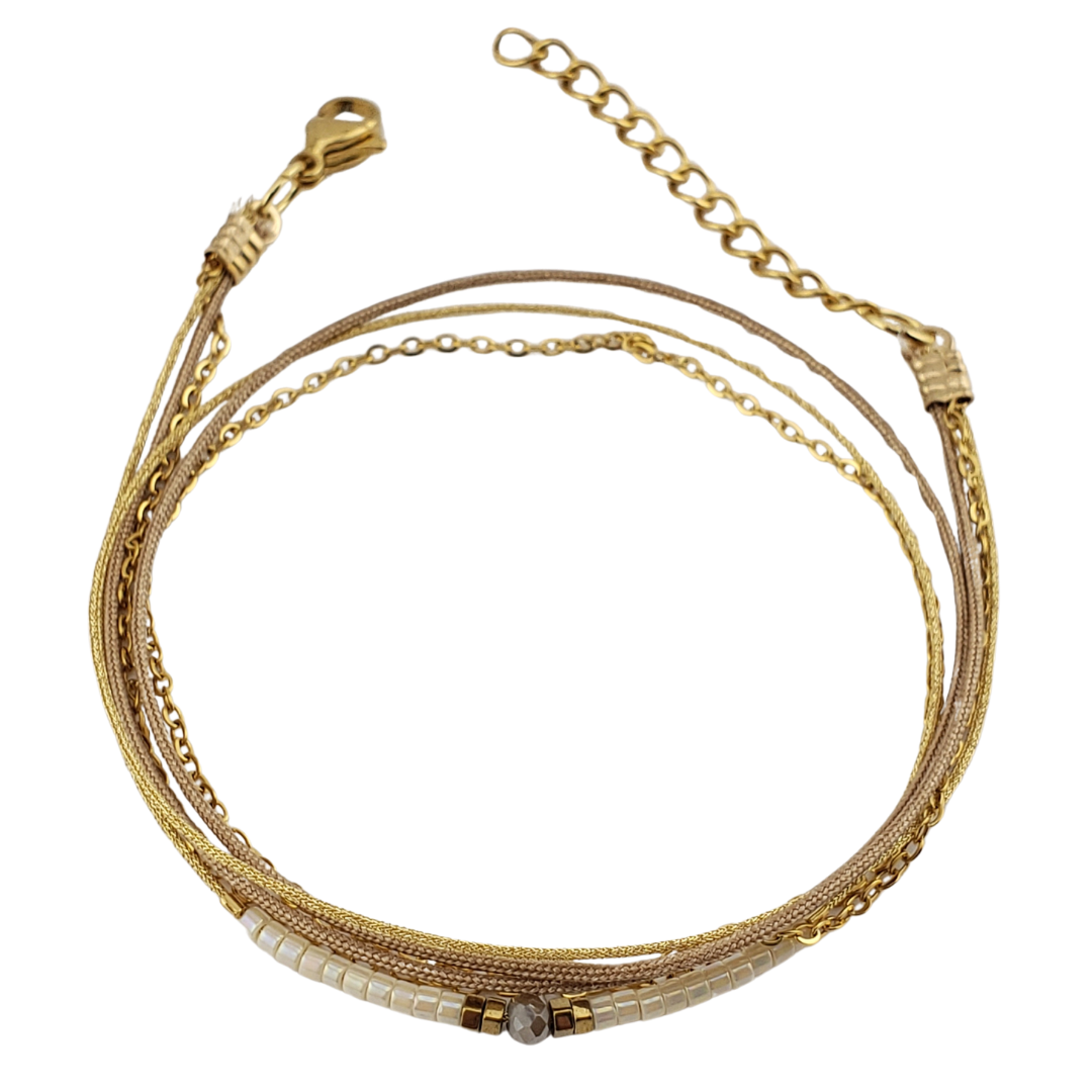 Pulsera 2 vueltas 2 hilos y cadena