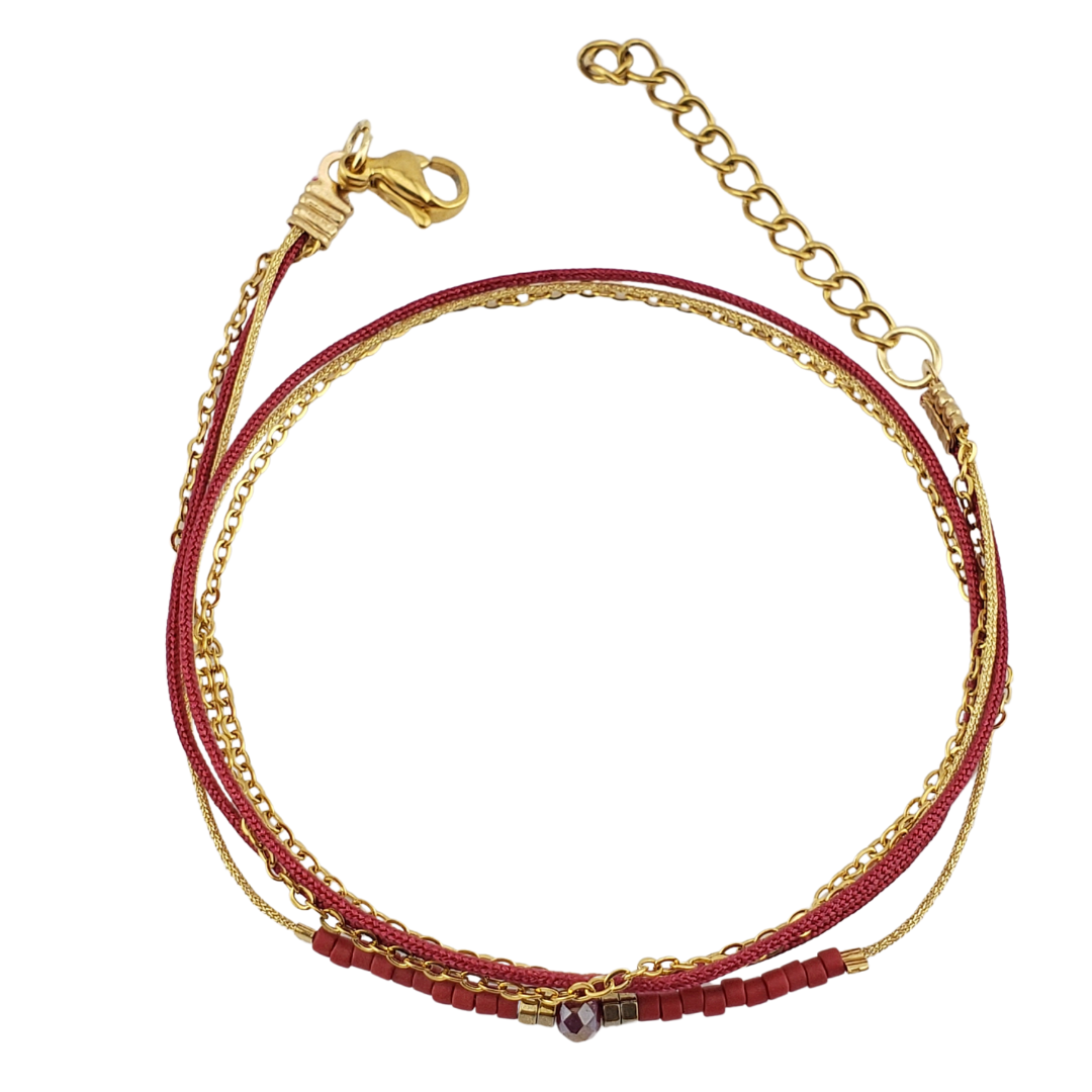 Pulsera 2 vueltas 2 hilos y cadena