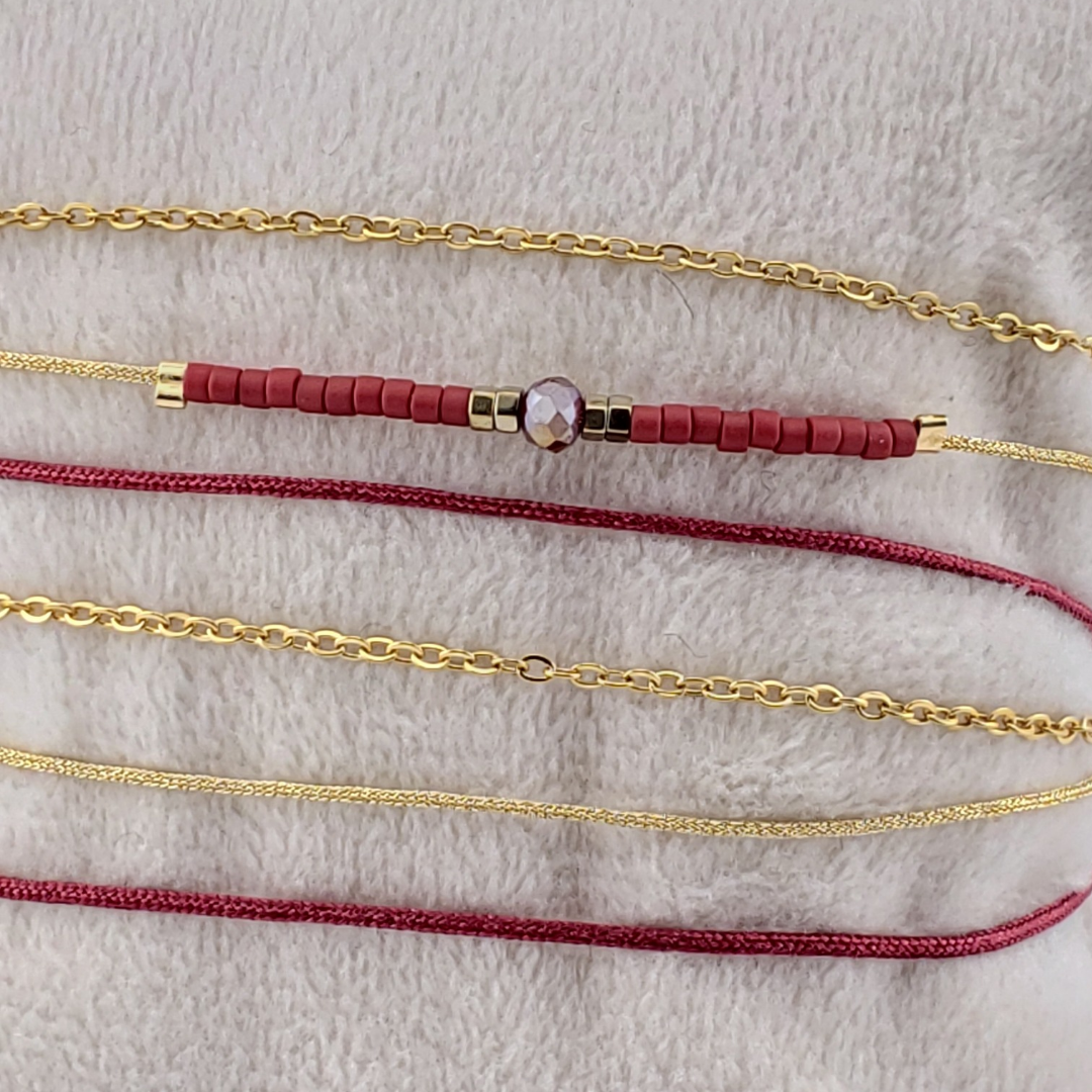 Pulsera 2 vueltas 2 hilos y cadena