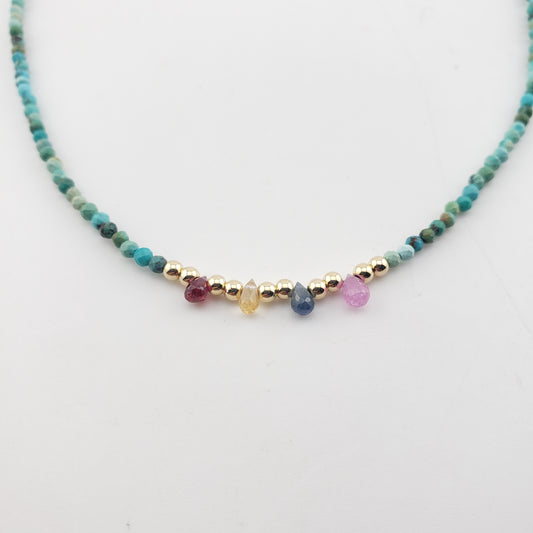 Choker turquesa africana y turquesas