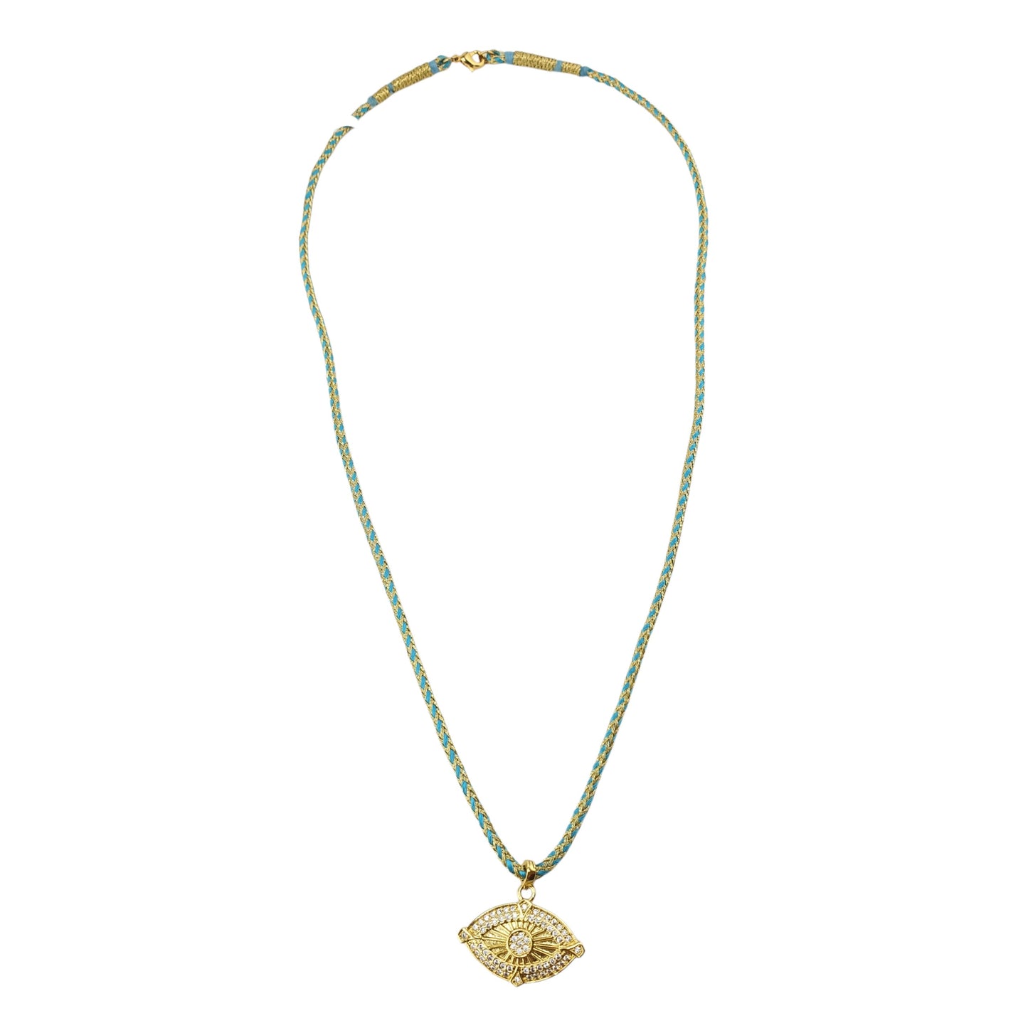 Collar ojo circonia cordon turquesa