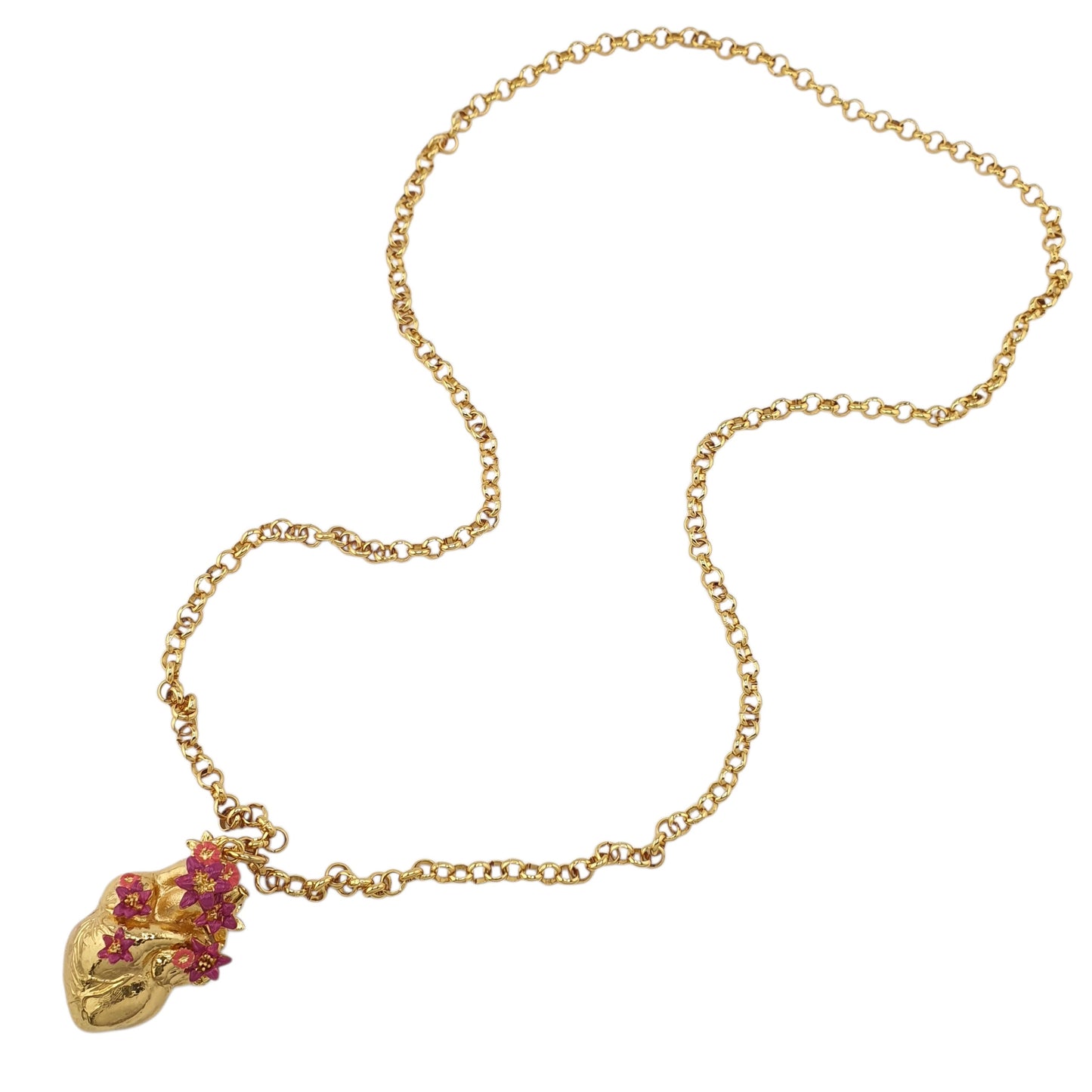 Collar corazon real pintado maxi