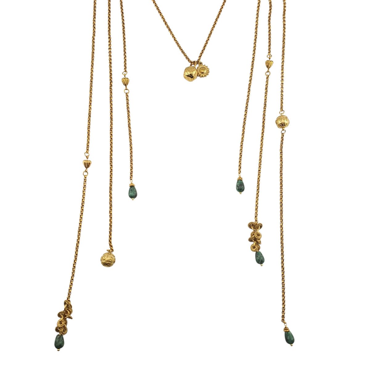 Collar de 3 corbateros y 1 en medio agatha musgo