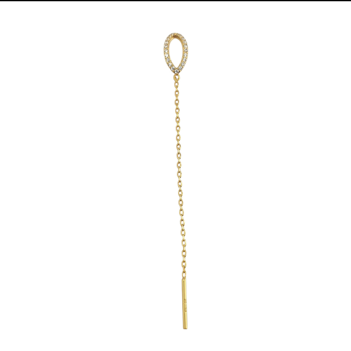 Arete oval cadena larga y poste 2 formas