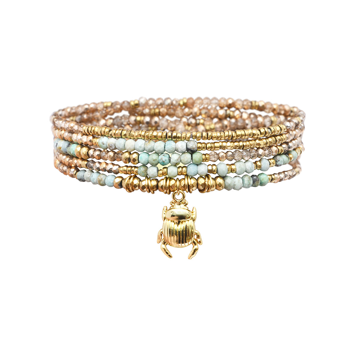 Pulsera 5 vueltas mix piedras naturales charm