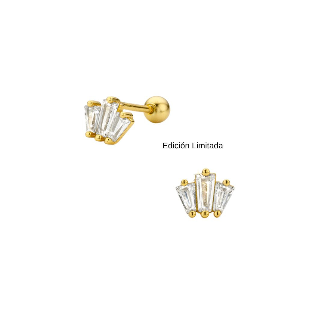 Arete 3 baguetes bolita