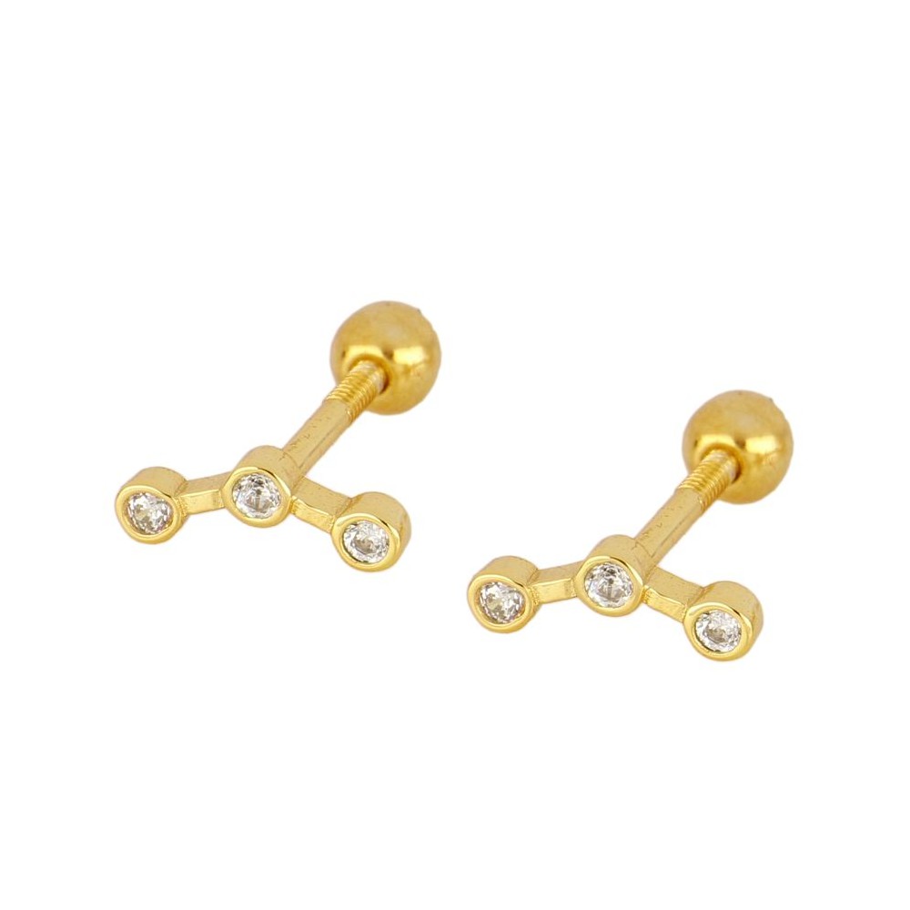 Arete barra curva 3 burbuja circonia bolita