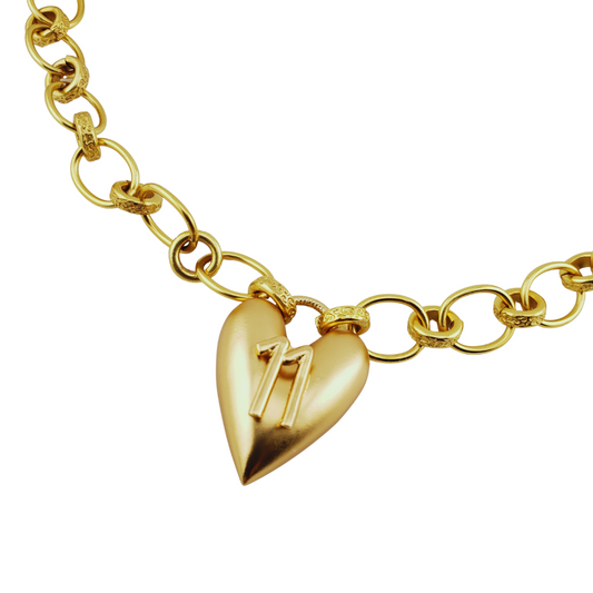 Collar eslabon  redondo corazon 11:11