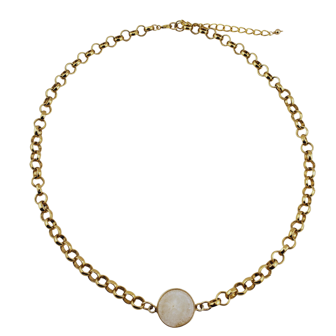 Choker eslabones redondos y piedra natural