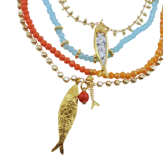 Cadena 3 sardinas cristal murano enamel