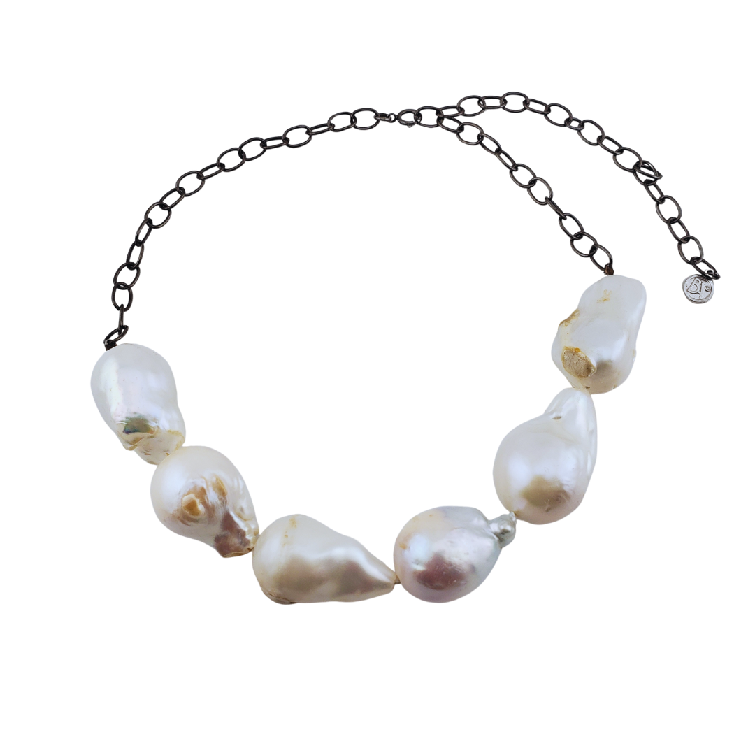Collar 6 perlones grandes y cadena