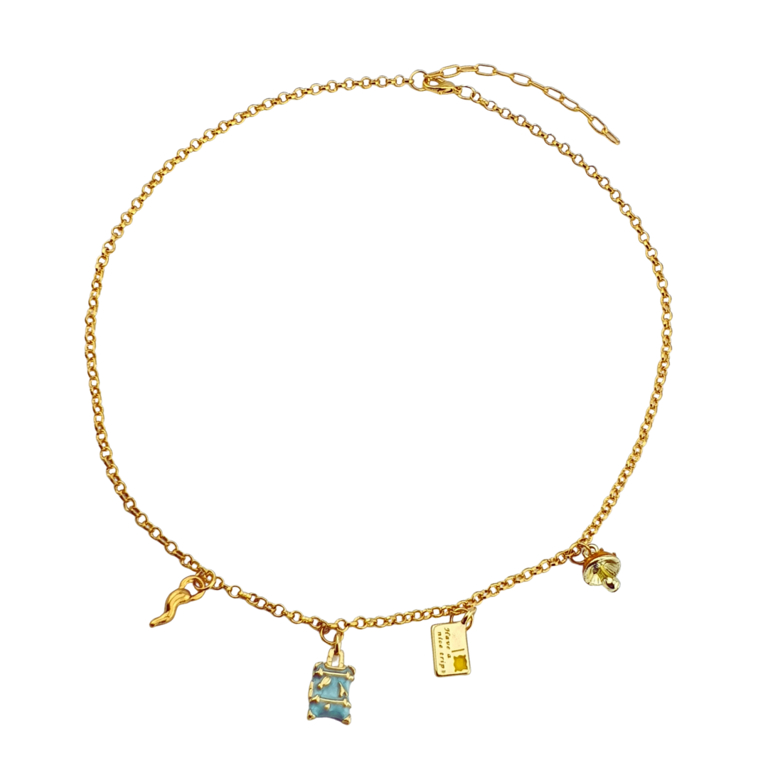 Cadena 4 mini charms viaje