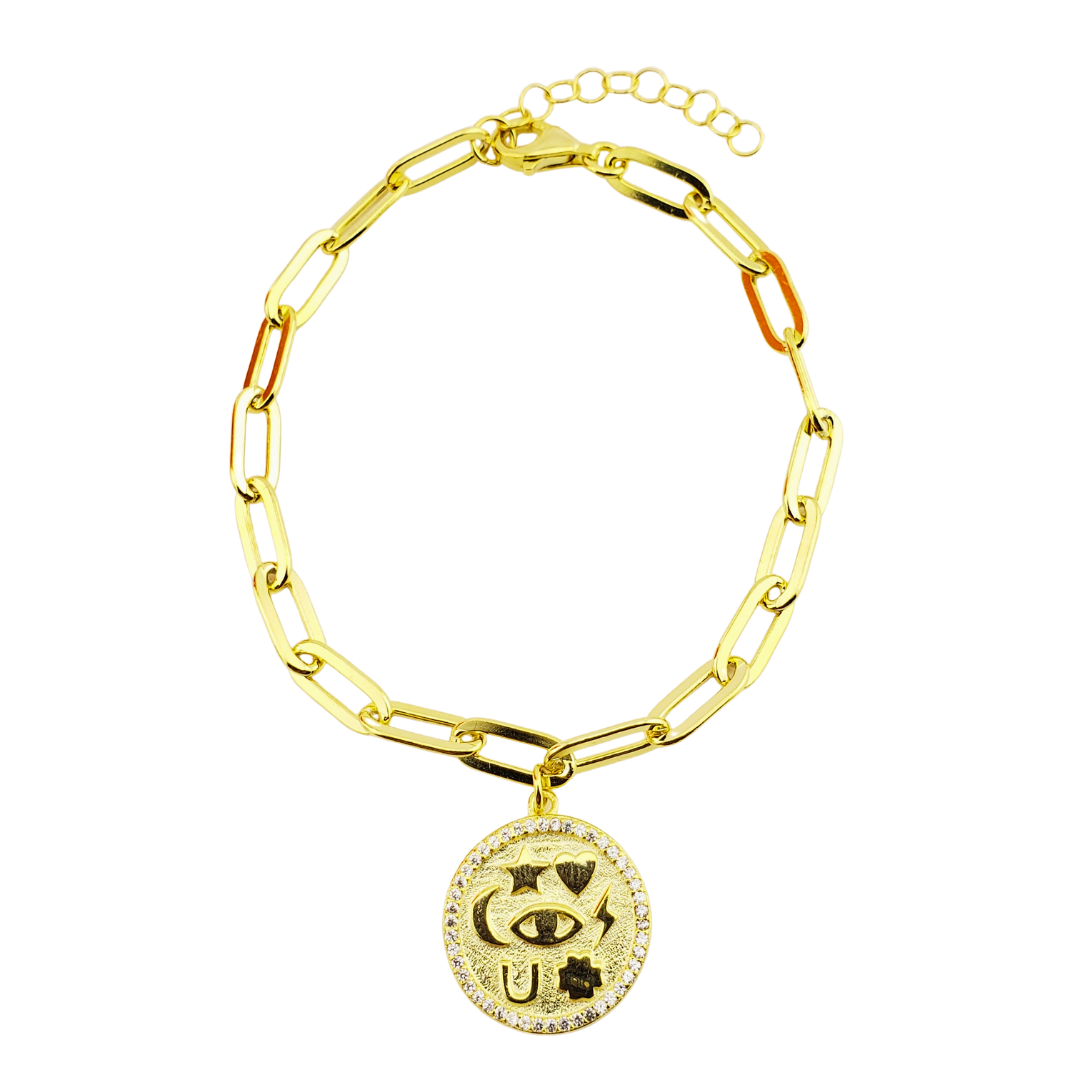 Pulsera eslabon y moneda