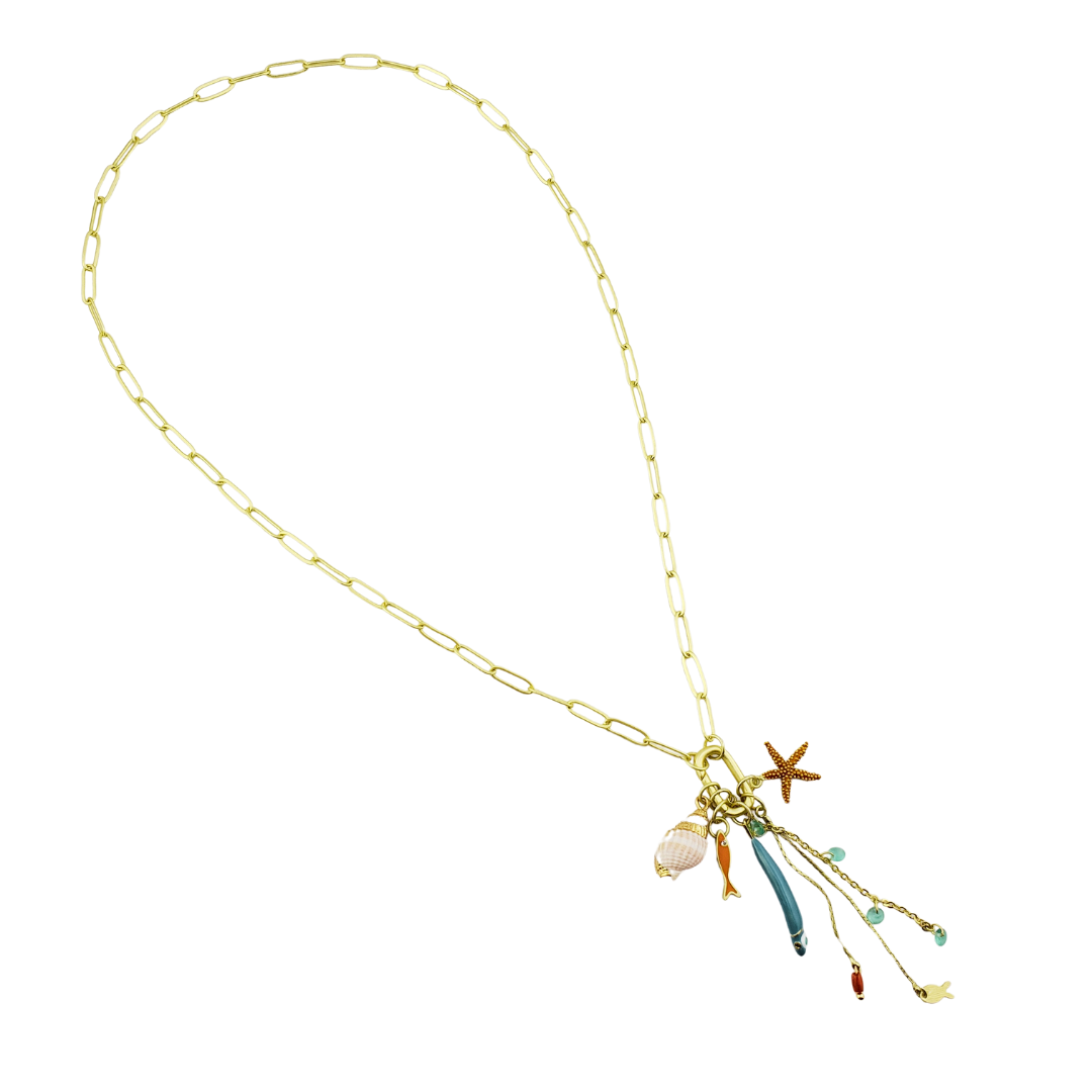 Cadena link mate con charms mar