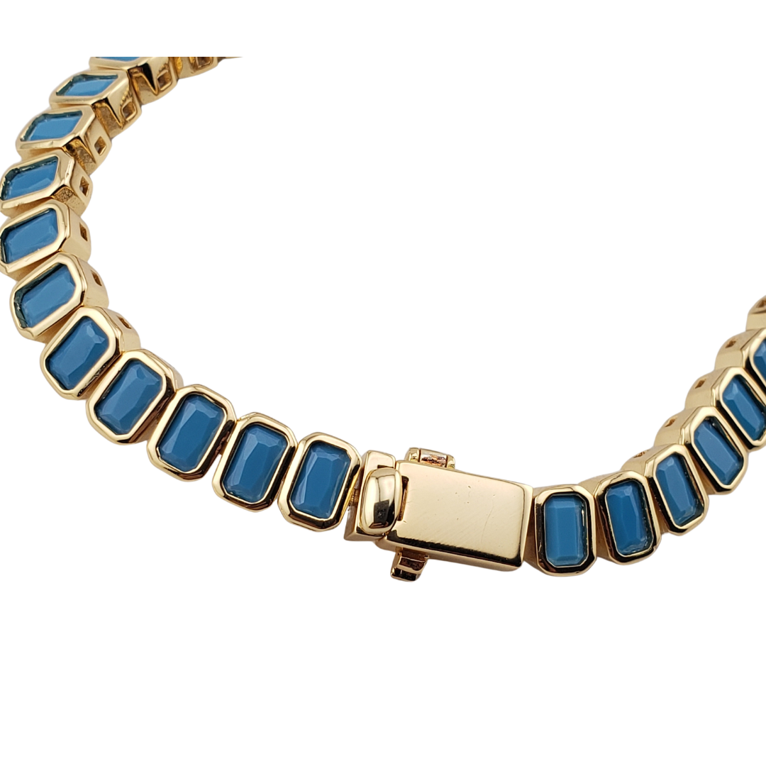 Pulsera brazalete baguettes mate turquesa enmarcadas