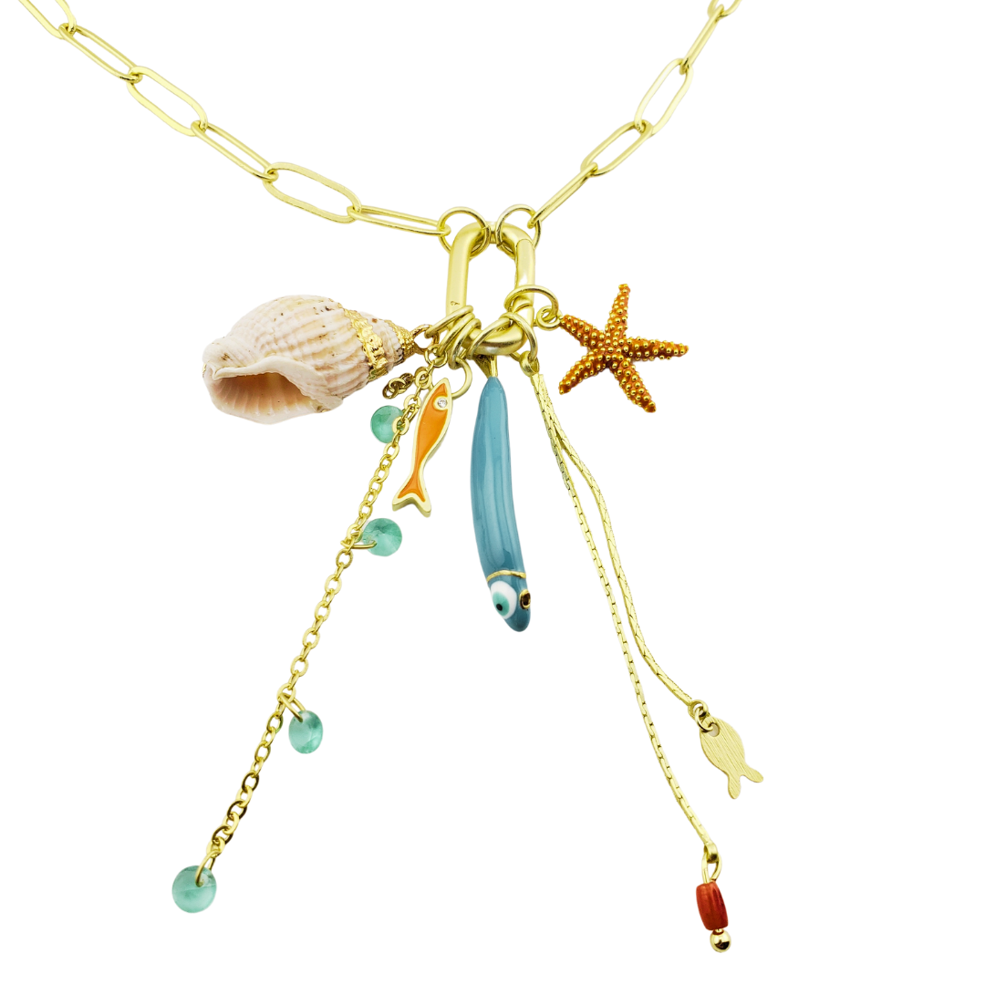 Cadena link mate con charms mar
