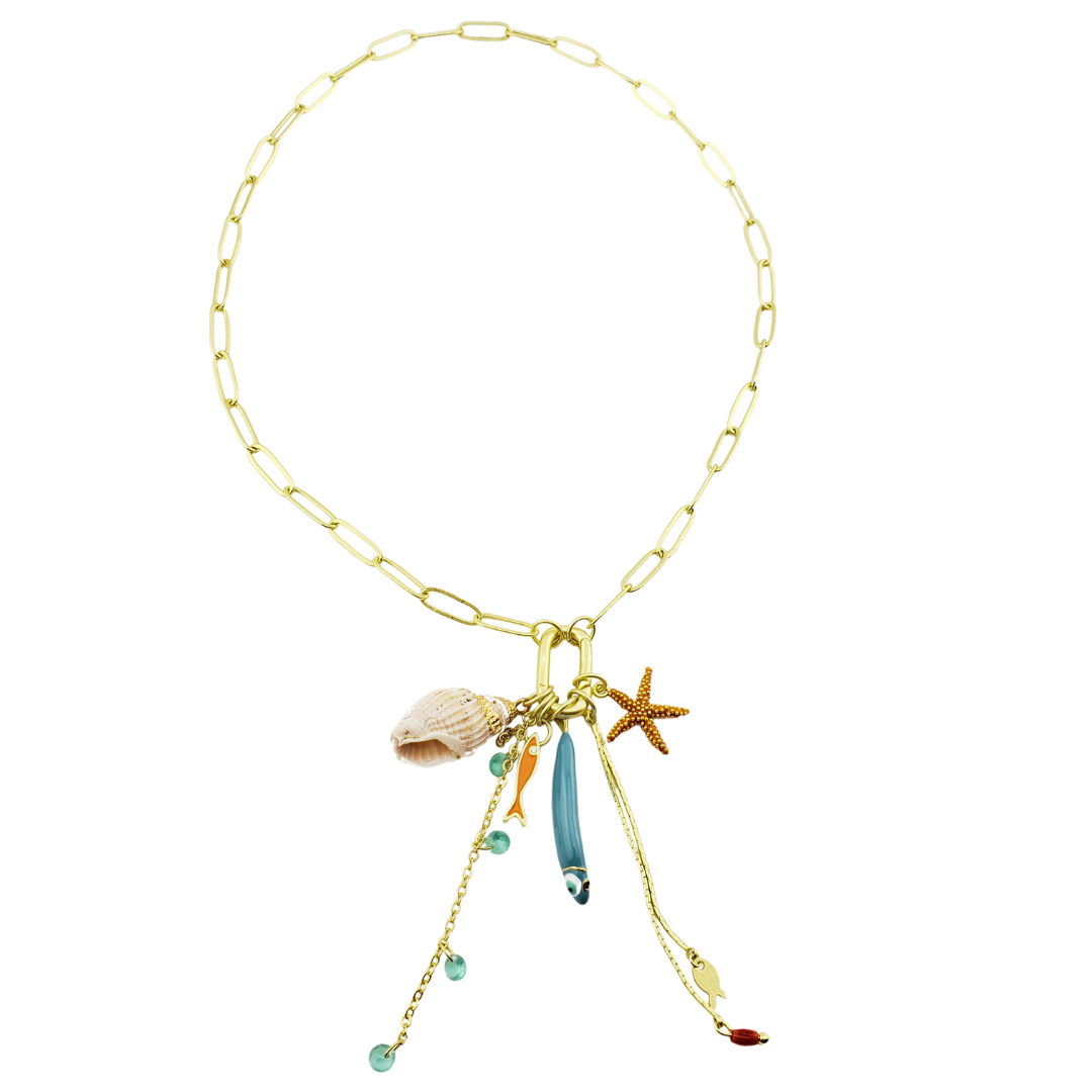 Cadena link mate con charms mar