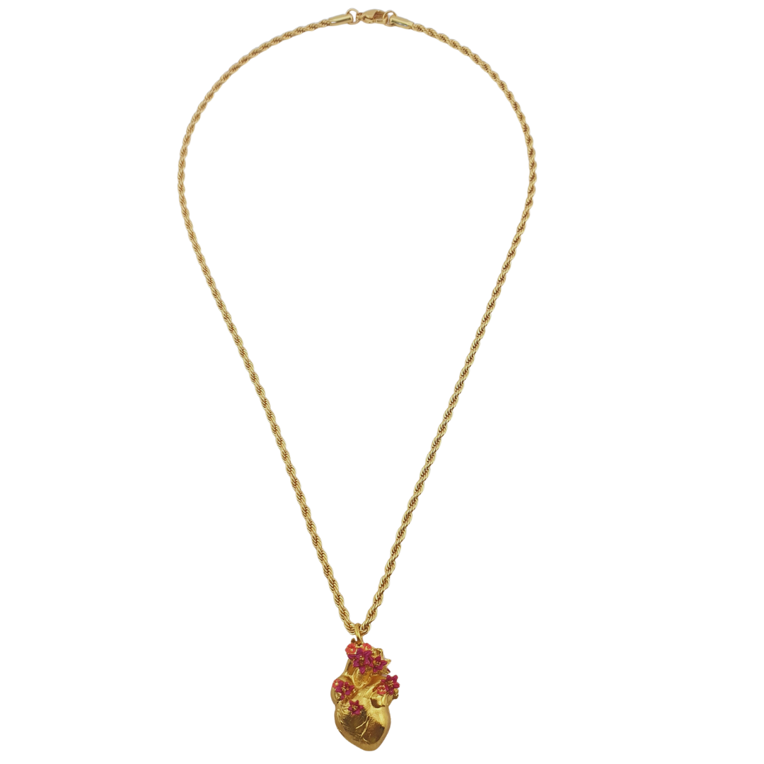 Cadena corazon real enamel
