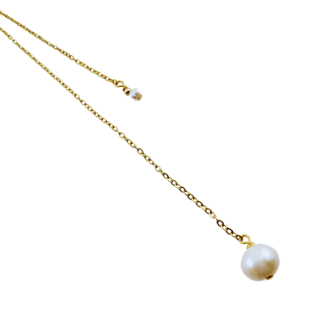 Cadena Lariat corazon y perlas