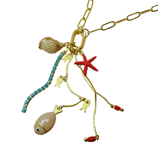 Cadena link mate con charms mar