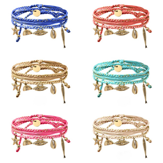 Pulsera 3 Vueltas hilo 5 charms