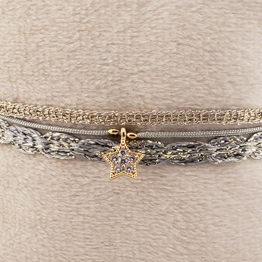 Pulsera tejida liston cruz