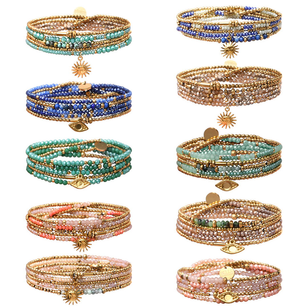 Pulseras 5 vueltas piedras naturales