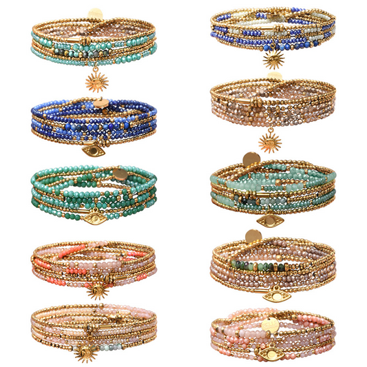 Pulseras 5 vueltas piedras naturales