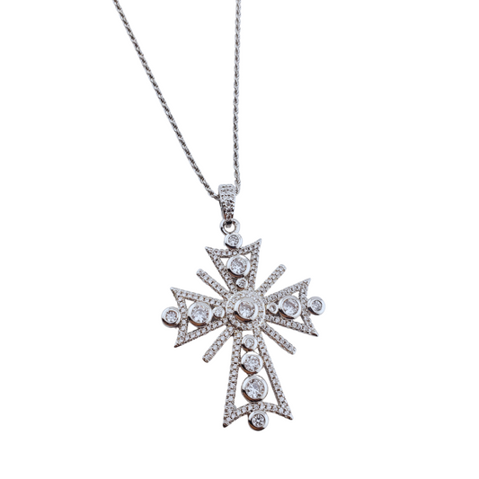 Cadena cruz burbujas rayos