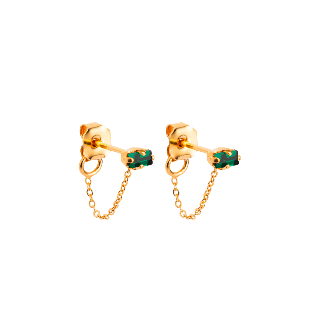 Arete baguette y cadena a mariposa