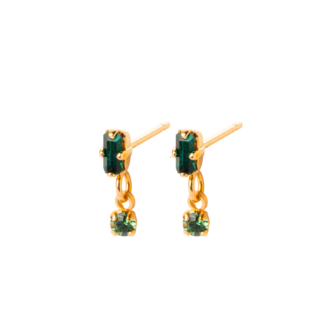 Arete baguette y punto luz colgante Palladium