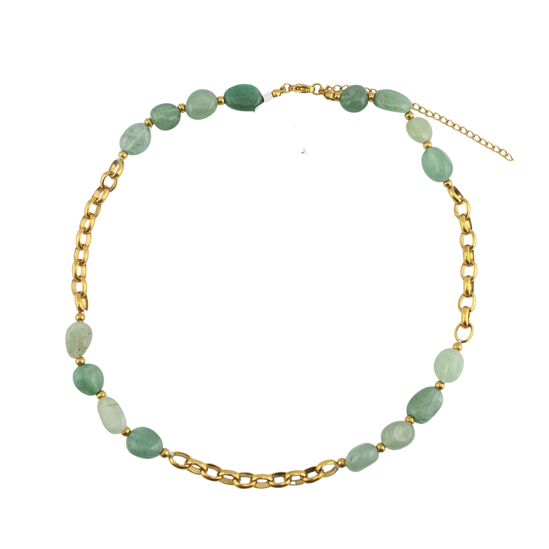 Cadena de celadonia translucida y óvalos curvo