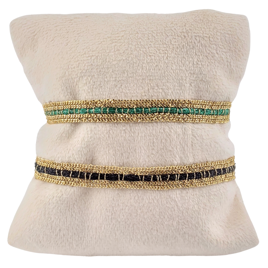 Pulsera 1 tira hilo rainbow con cadenas