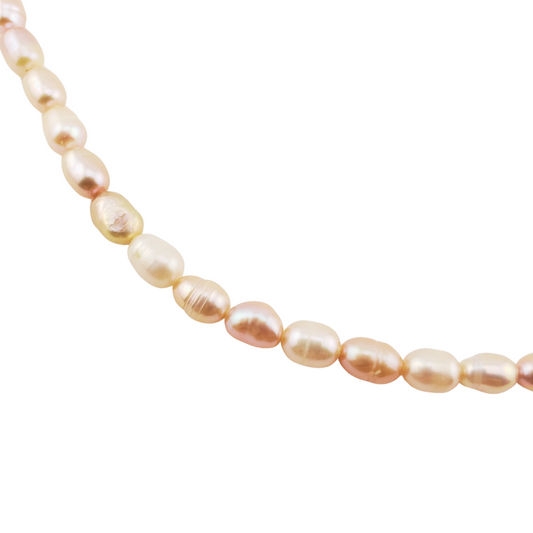 Collar perlas rosa barroca boton