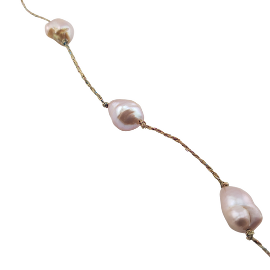 Collar perlas barrocas hilo metalizado