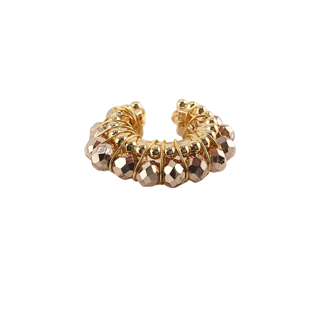 Cuff bolitas linea cristales checos metalico