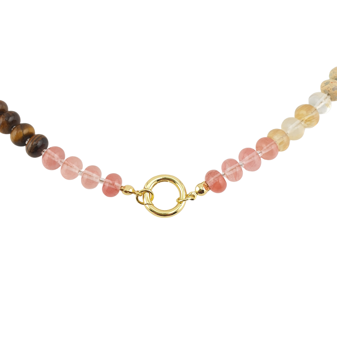 Collar jaspe aqua terra quarzo cherry ojo tigre citrino