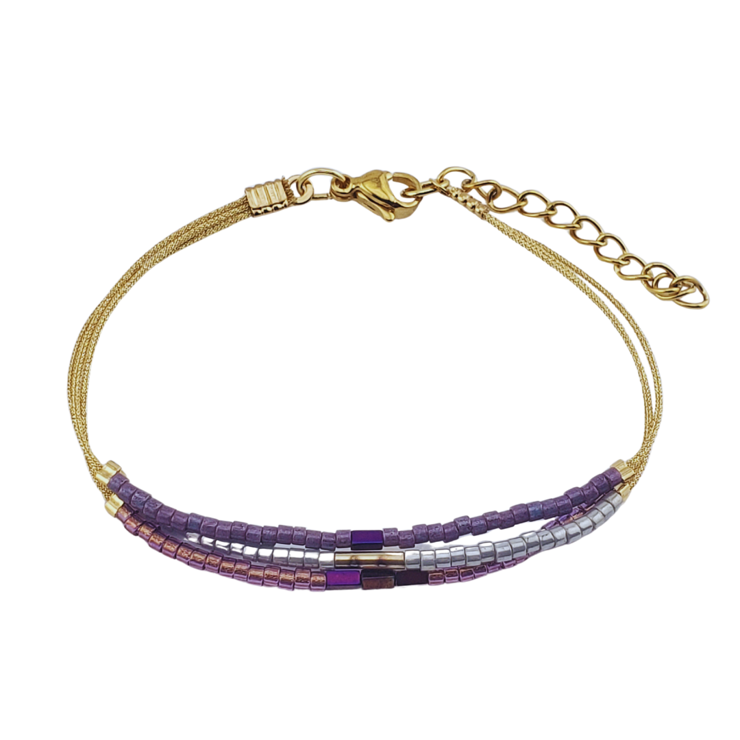 Pulsera triple hilo cristales.