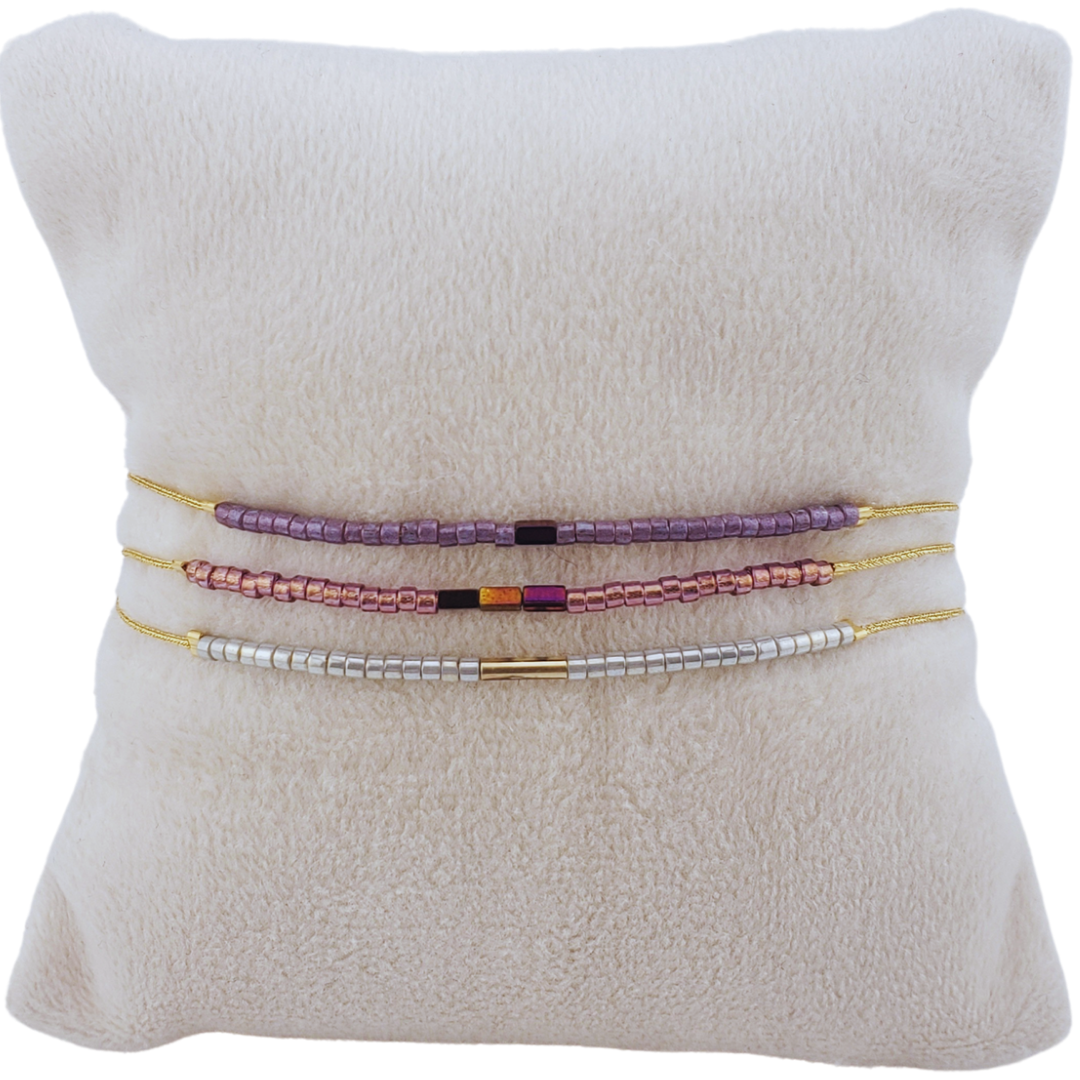 Pulsera triple hilo cristales.