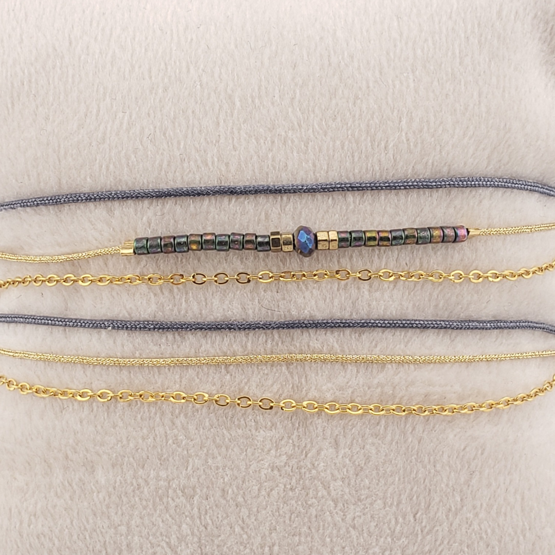 Pulsera 2 vueltas 2 hilos y cadena