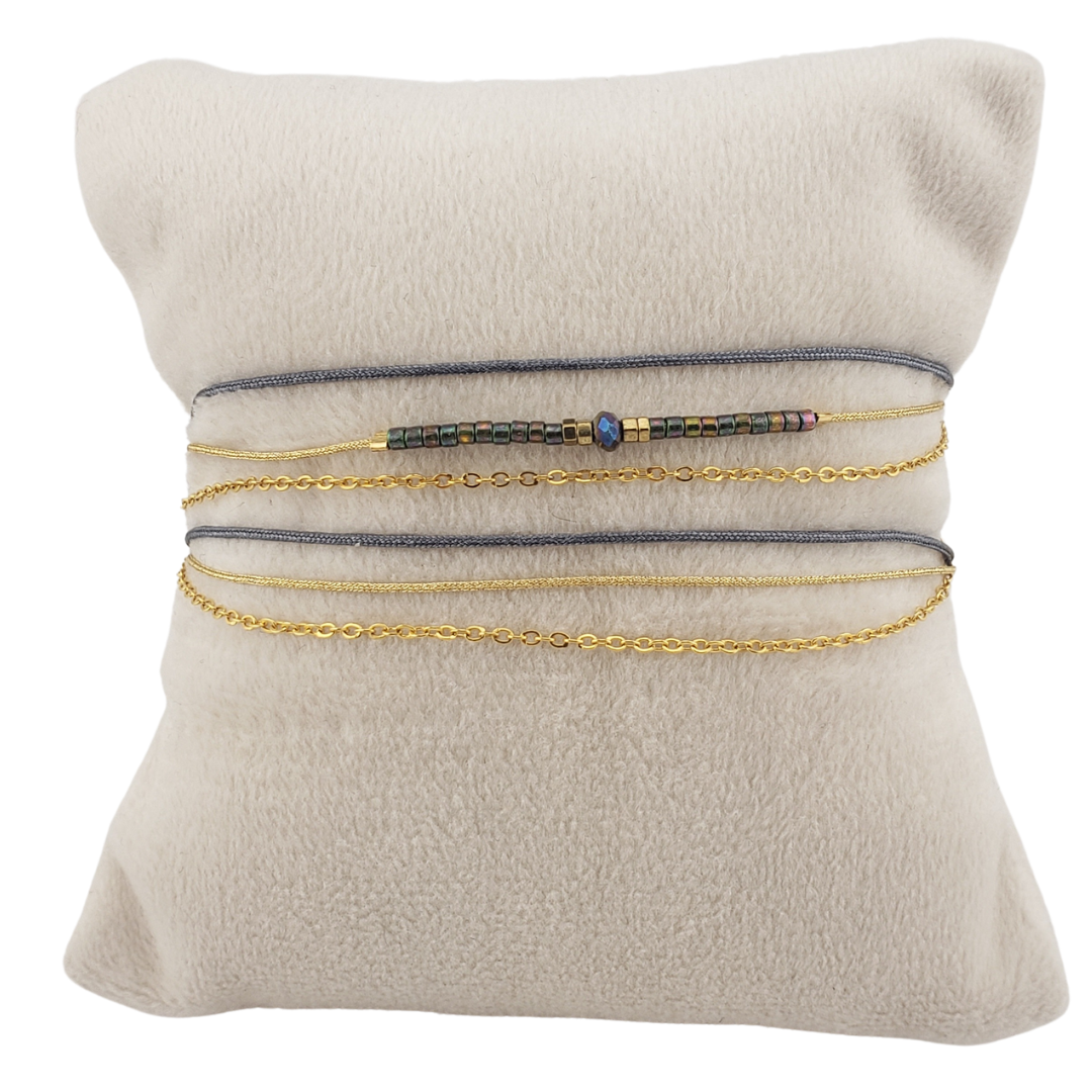 Pulsera 2 vueltas 2 hilos y cadena